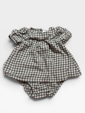 Carter's Thick Material, Winter Gray and White Plaid Bubble Dress Onesie, 12M